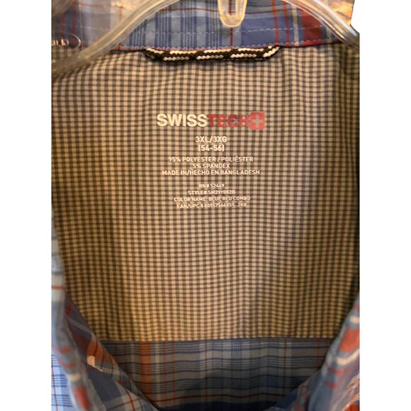 Swiss Tech + Mens Outdoor Hiking Casual Long or Short Sleeve Snap Shirt 3XL BLUE - Picture 5 of 6